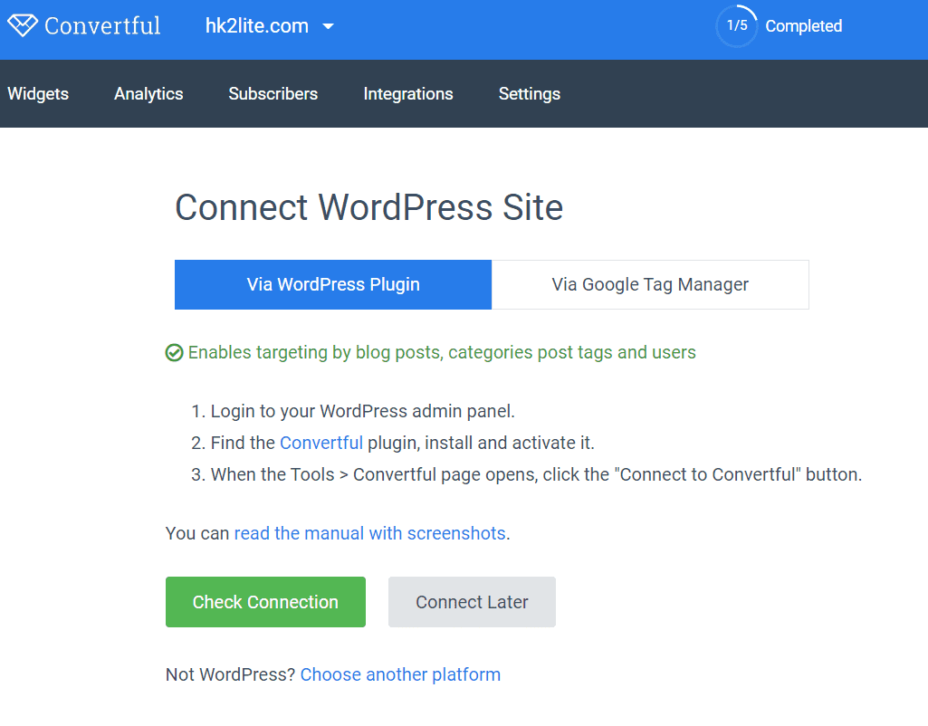 connecting converful to WordPress