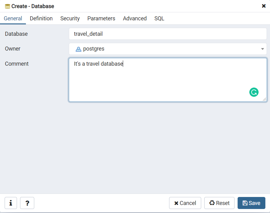 PostgreSQL Database using PgAdmin