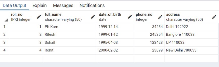 Multiple data insertion into table