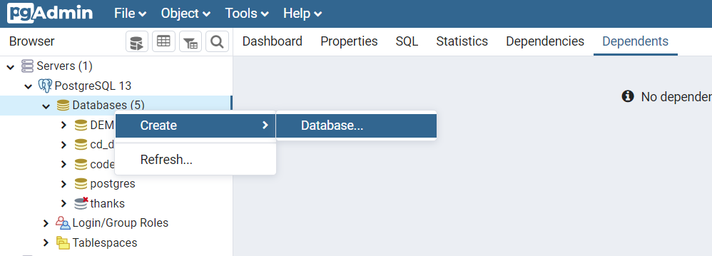 Creating a database in PostgreSQL