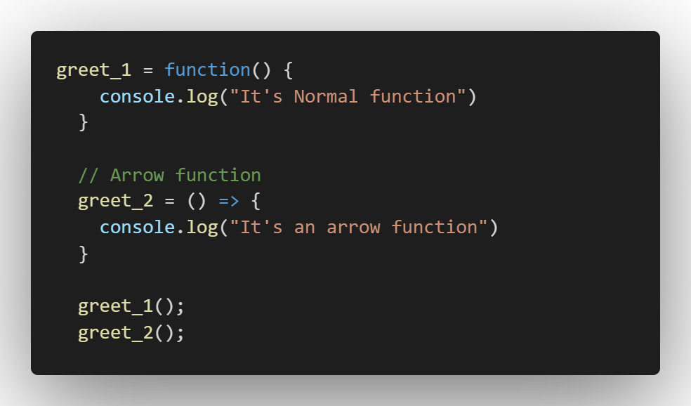 Arrow function in javascript