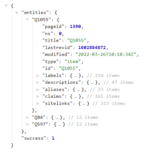 Query wikipedia - wikidata information using wikibase sdk