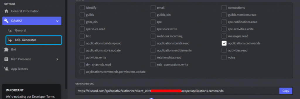 Discord bot Oauth2 url